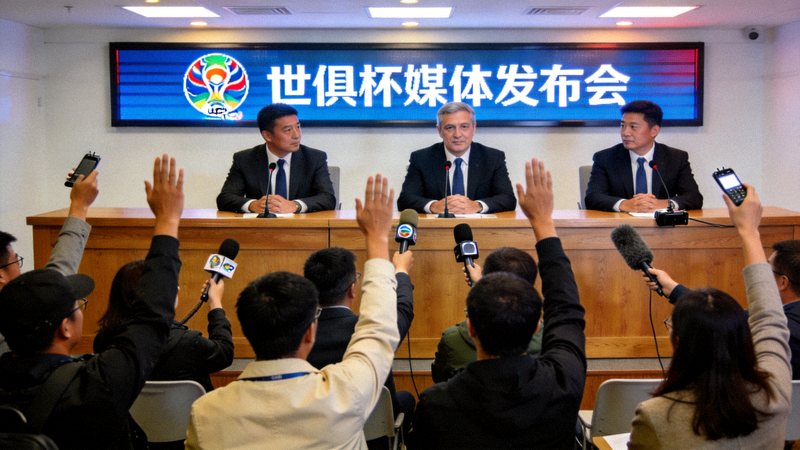 世俱杯官方媒体发布会现场记者举手提问